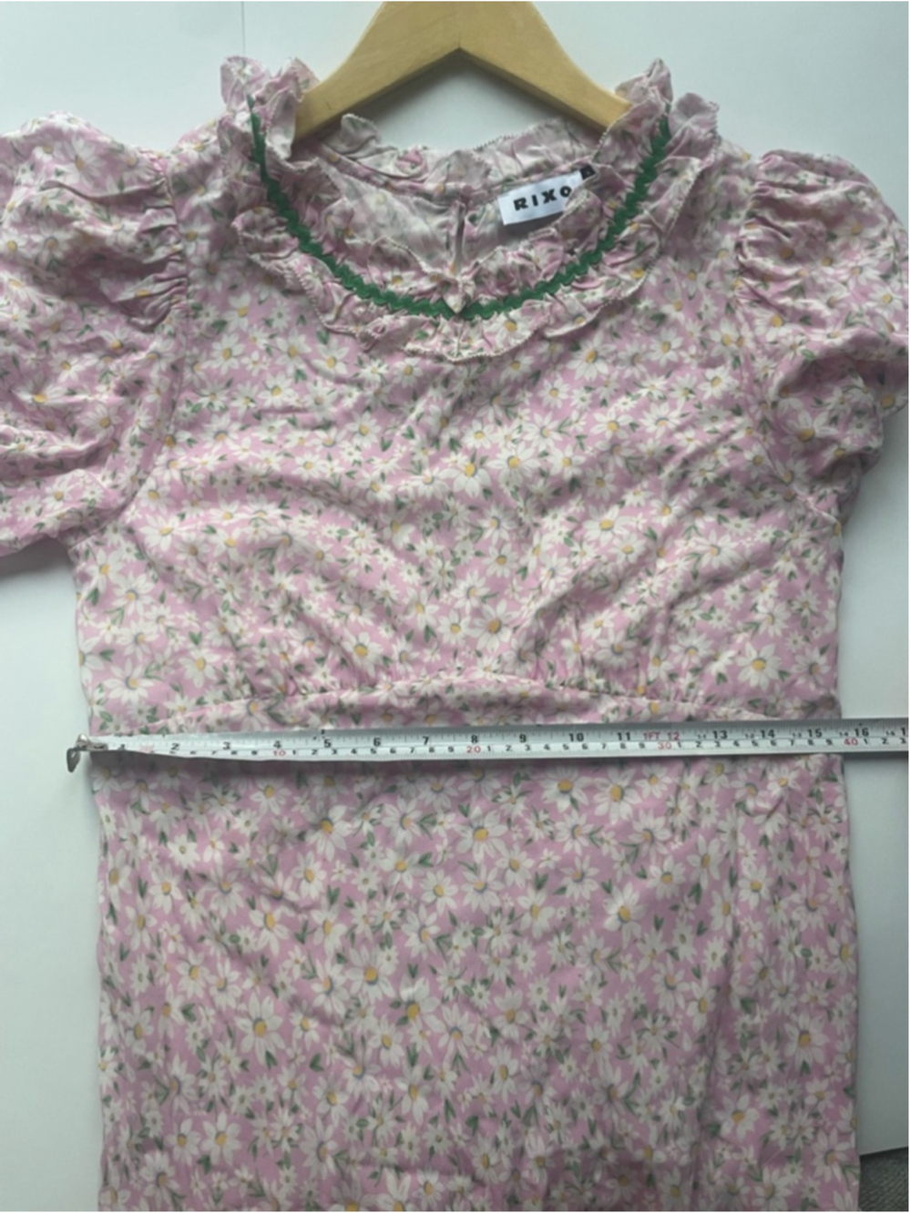 Rixo Deia Pink Floral Ruffled Midi Dress Puff Sleeve Voile Small - Picture 11 of 12